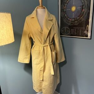 Mango Yellow Trench Coat with Notched Lapel and Belt